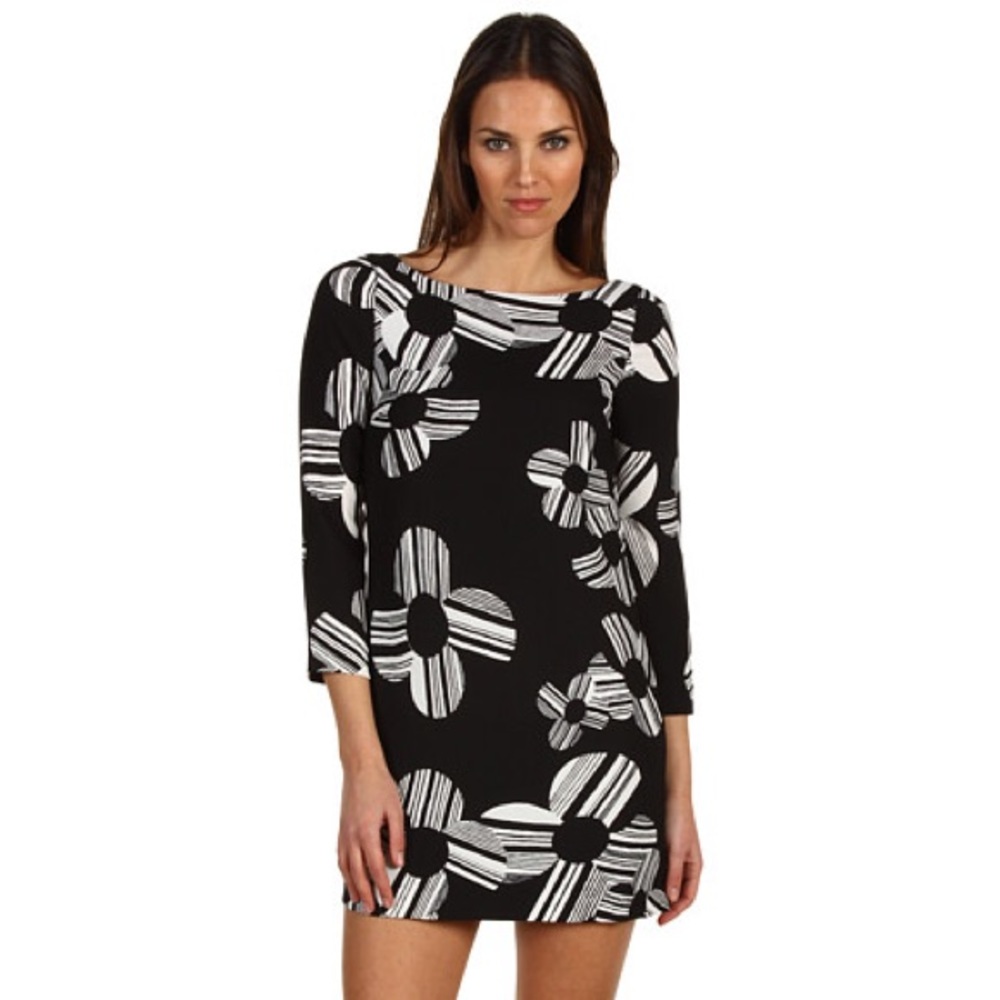 JUICY COUTURE Floral Black + White Sheath Dress